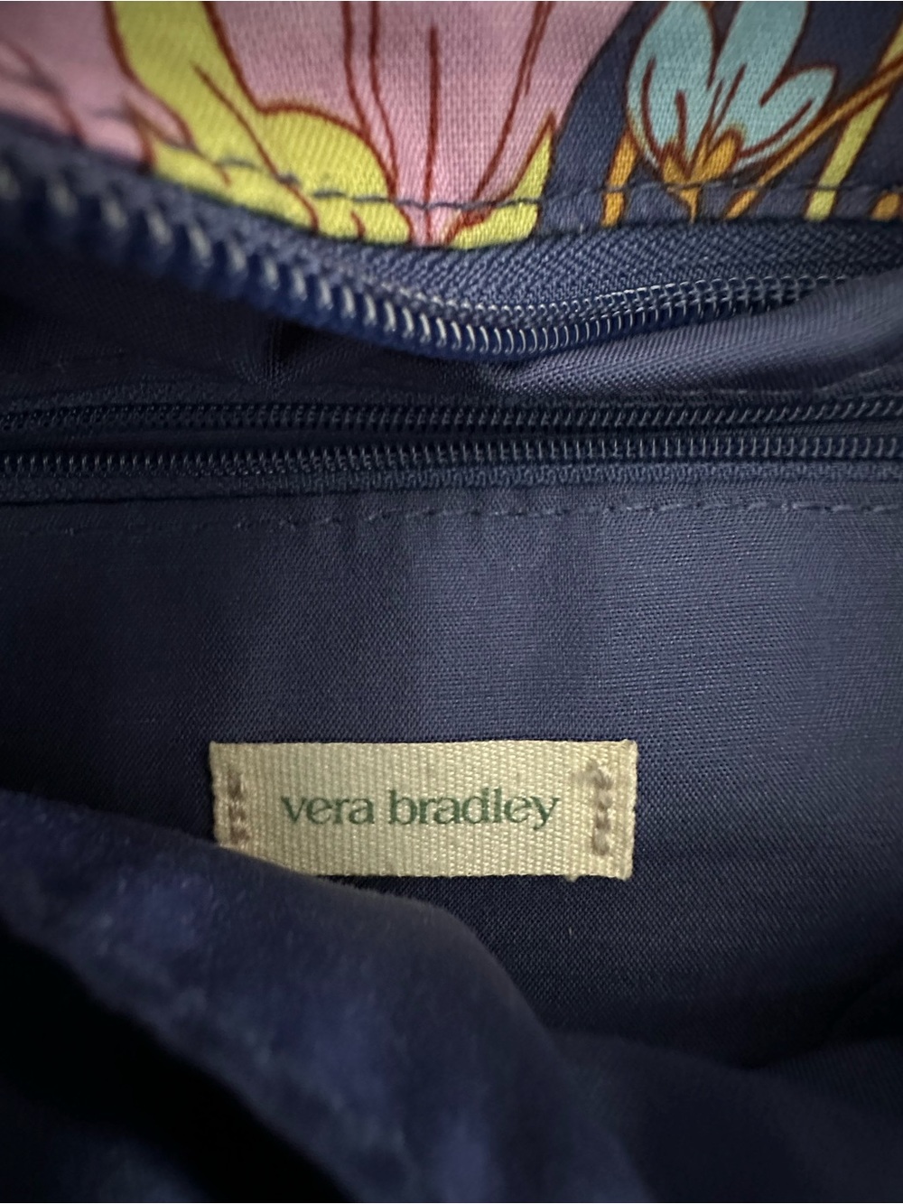 Vera Bradley Quilted Floral Tote in Navy, Pink and White - Picture 3 of 7